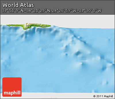 Physical 3D Map of the Area around 38° 9' 19" N, 27° 58' 30" W