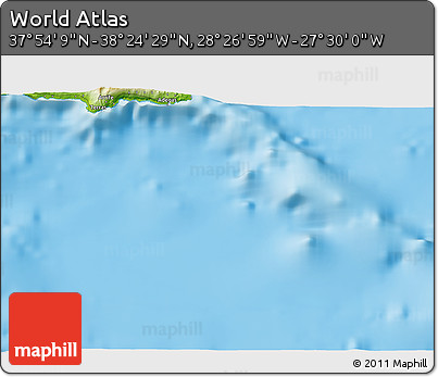 Physical 3D Map of the Area around 38° 9' 19" N, 27° 58' 30" W