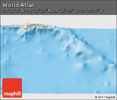 Shaded Relief 3D Map of the Area around 38° 9' 19" N, 27° 58' 30" W