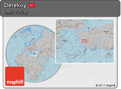 Gray Location Map of Dereköy, hill shading