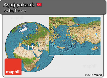 Satellite Location Map of Aşağıyakacık