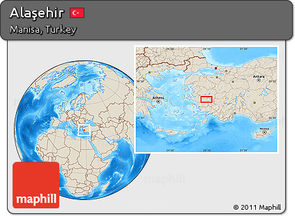 Shaded Relief Location Map of Alaşehir