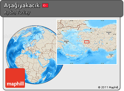 Shaded Relief Location Map of Aşağıyakacık