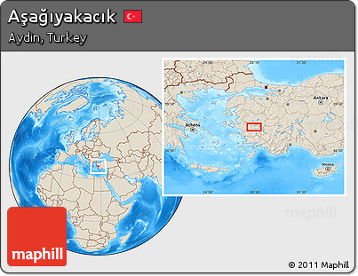 Shaded Relief Location Map of Aşağıyakacık