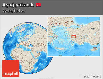 Shaded Relief Location Map of Aşağıyakacık