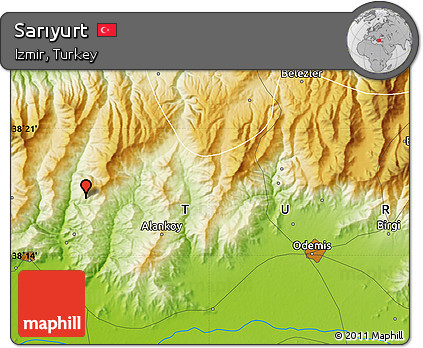Physical Map of Sarıyurt