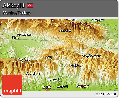 Physical Panoramic Map of Akkeçili