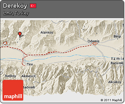 Shaded Relief Panoramic Map of Dereköy