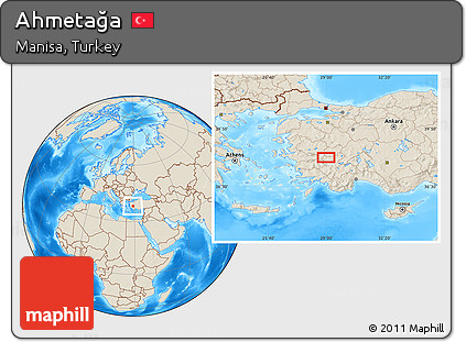 Shaded Relief Location Map of Ahmetağa