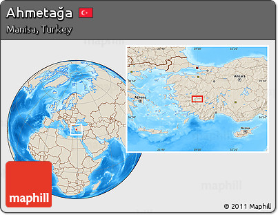 Shaded Relief Location Map of Ahmetağa