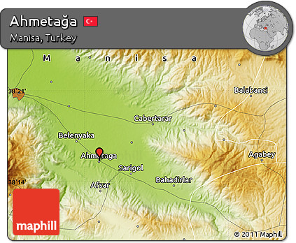 Physical Map of Ahmetağa