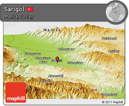 Physical Panoramic Map of Sarıgöl