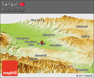 Physical Panoramic Map of Sarıgöl