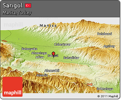 Physical Panoramic Map of Sarıgöl