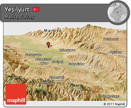 Satellite Panoramic Map of Yeşilyurt