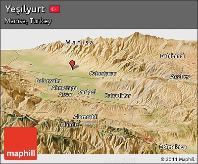 Satellite Panoramic Map of Yeşilyurt