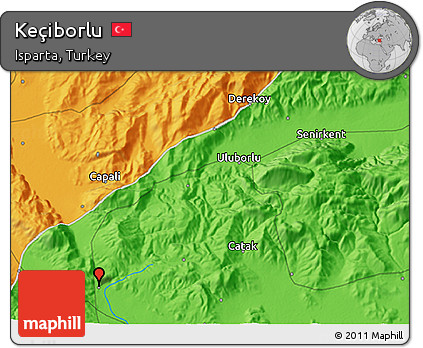 Political 3D Map of Keçiborlu