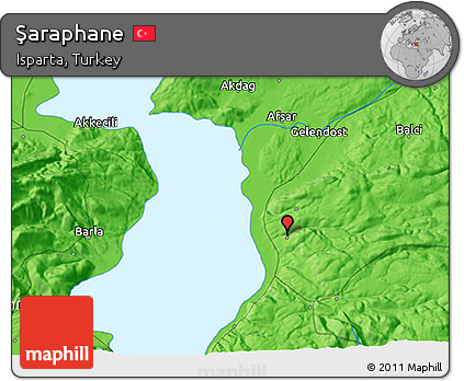 Political 3D Map of Şaraphane