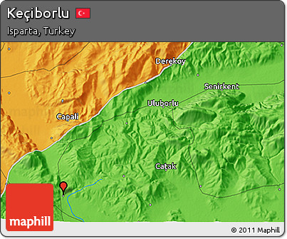 Political 3D Map of Keçiborlu