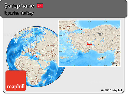 Shaded Relief Location Map of Şaraphane