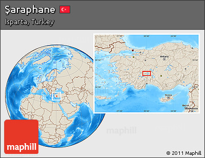 Shaded Relief Location Map of Şaraphane
