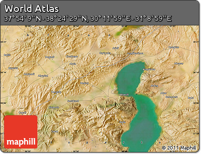 Satellite Map of the Area around 38° 9' 19" N, 30° 40' 29" E