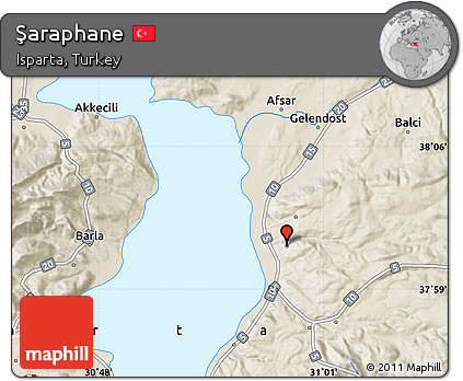 Shaded Relief Map of Şaraphane