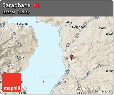 Shaded Relief Map of Şaraphane