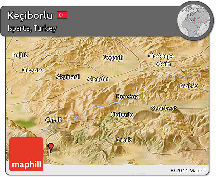 Satellite Panoramic Map of Keçiborlu