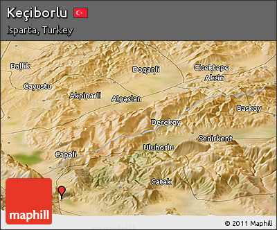Satellite Panoramic Map of Keçiborlu