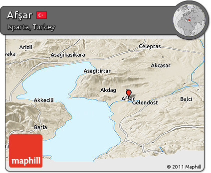 Shaded Relief Panoramic Map of Afşar