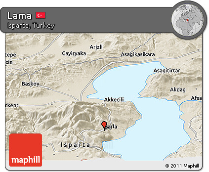 Shaded Relief Panoramic Map of Lama