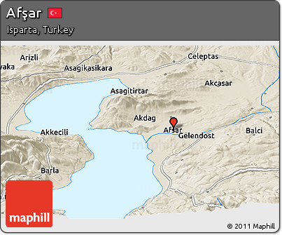 Shaded Relief Panoramic Map of Afşar