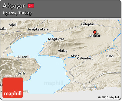Shaded Relief Panoramic Map of Akçaşar
