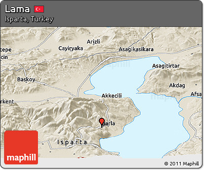 Shaded Relief Panoramic Map of Lama