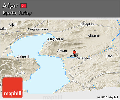 Shaded Relief Panoramic Map of Afşar