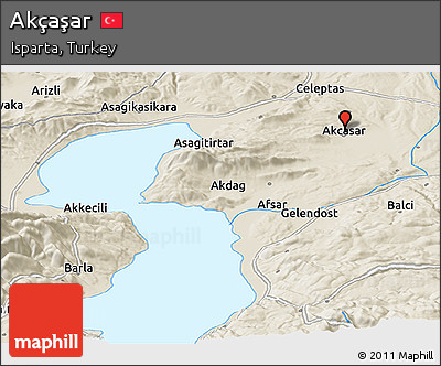 Shaded Relief Panoramic Map of Akçaşar