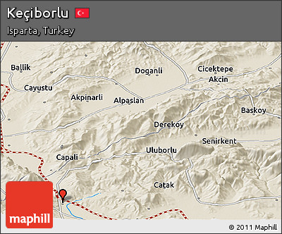 Shaded Relief Panoramic Map of Keçiborlu
