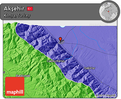 Political 3D Map of Akşehir