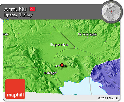 Political 3D Map of Armutlu