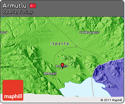 Political 3D Map of Armutlu
