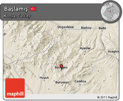 Shaded Relief 3D Map of Başlamış