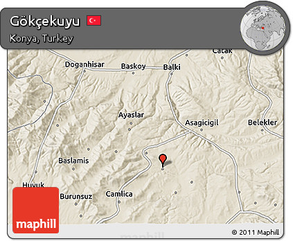 Shaded Relief 3D Map of Gökçekuyu