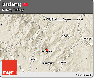 Shaded Relief 3D Map of Başlamış