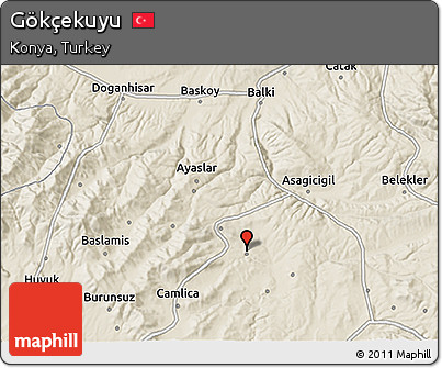 Shaded Relief 3D Map of Gökçekuyu