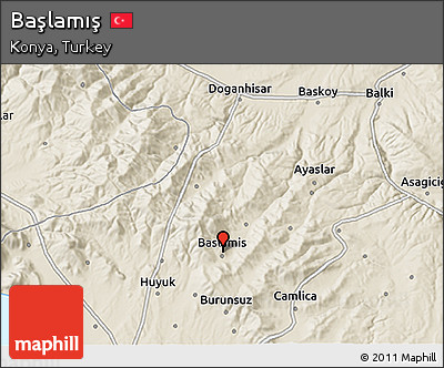Shaded Relief 3D Map of Başlamış