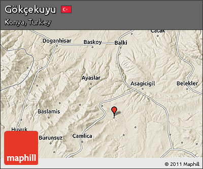 Shaded Relief 3D Map of Gökçekuyu