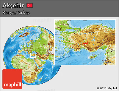 Physical Location Map of Akşehir