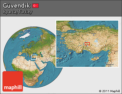 Satellite Location Map of Güvendik