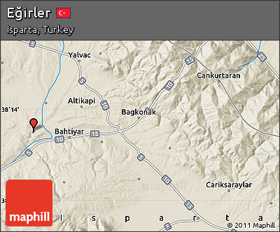 Shaded Relief Map of Eğirler